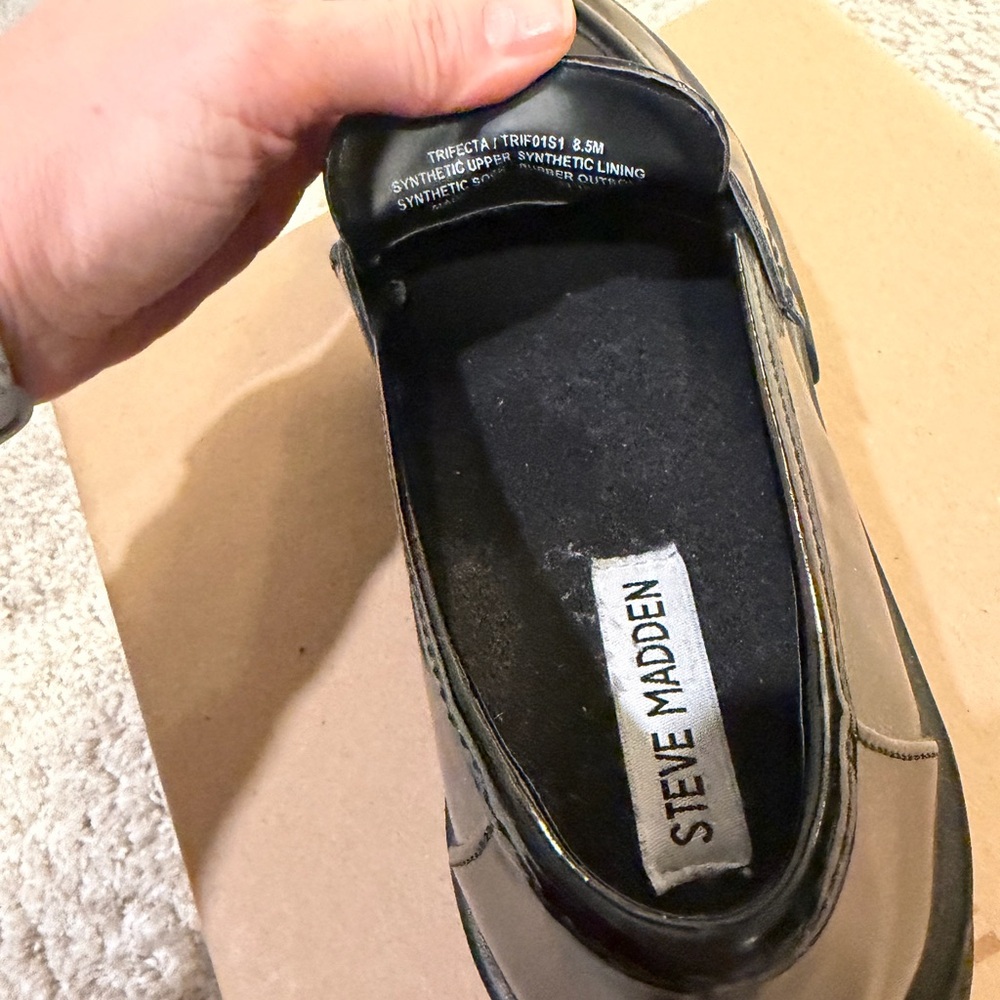 Steve Madden Glossy Black Loafers - Picture 3 of 5